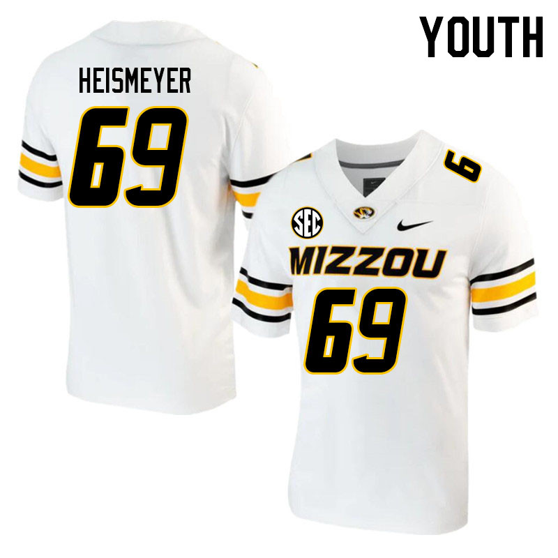 Youth #69 Drake Heismeyer Missouri Tigers College 2023 Football Stitched Jerseys Sale-White - Click Image to Close